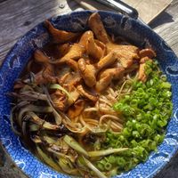 Wild chanterelle negi onion ramen  at Setsunai Noodle Bar in Lopez Island