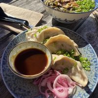 Vegan gyoza at Setsunai Noodle Bar in Lopez Island