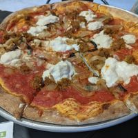 Vegan chorizo pizza at Factory in Johnson City