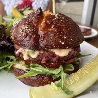 Red bean + quinoa burger   at Garden Grille Cafe in Pawtucket