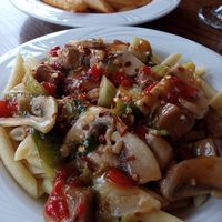 Vegan Noted w/side of fries..yum! at Alcona Brew Haus in Harrisville