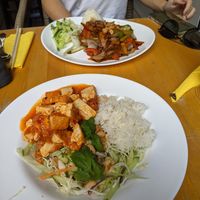 Spicy tofu with rice at Asia Food Sushi bar in Hannover