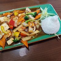 Veggies and Tofu in garlic Sauce at Asia Food Sushi bar in Hannover