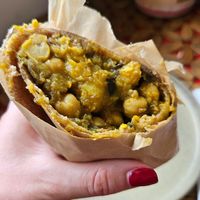 Chickpea and callaloo roti at Alor in Soufriere