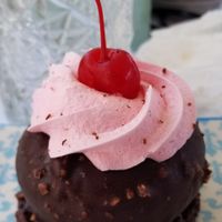 Cream cheese ball at Confetti Dessert Boutique in Santorini