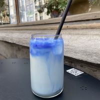 Iced spirulina latte  at THE WILD LAB in Brussels