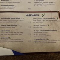 Menu with the available vegan options (most is vegetarian unfortunately)  at Hofbrau Wirtshaus in Berlin