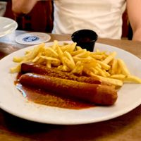 Currywurst  at Hofbrau Wirtshaus in Berlin