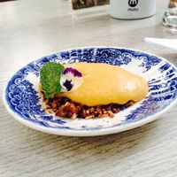 A small desert in a very british porcelain at Verdeo in Medellin