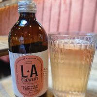 Strawberry and Rhubarb fizzy drink at Wild Root in Southport