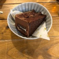 Chocolate fudge cake  at Wild Root in Southport