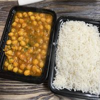 chana masala no dairy and white ricee  at Delhi Kitchen in San Diego