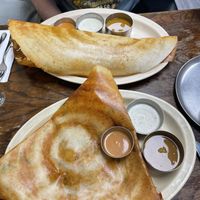 Mysore (in front) and gunpowder masala dosas   at Udupi Dosa in London