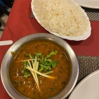 Ayurvedic Dall (Black Lentils) and plain basmati rice.  at Namaste Indian in Mallorca