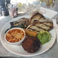 Vegetarian breakfast without the eggs  at Grind in South East London