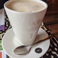 Oat milk latte at Vintro Lounge in Blackpool