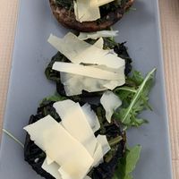 Stuffed portobello mushrooms with vegan cheese   at San Marco in Zakynthos