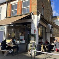 Outdoor seating  at Bonjour Brioche Cafe in South West London