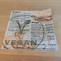 Englische Karte (Rück/Vorderseite) at Veganer  in Sarajevo