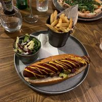 Proper NY style vegan hot dog and fries. Very good. at Cù Mara in Arrochar