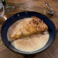 Vegan apple tart and dairy free custard. Lovely. at Cù Mara in Arrochar