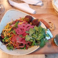 Salad with veggie balls at Cafe Marina in Hvide Sande
