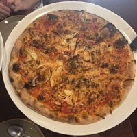 vegan cheese pizza with added artichoke hearts, mushrooms   at 900 Degrees Neapolitan Pizzeria in Manchester