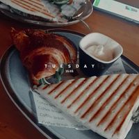 Panini and croissant at Coffee Break in Groningen