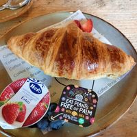 Vegan croissant classic with vegan butter and jam at Coffee Break in Groningen