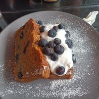 Banana bread and coconut yoghurt at Elixir Cafe in New Plymouth