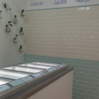 part of the menu & interior at Gelatovárna in Brno