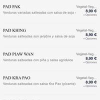 Menu - wok at Banna in Barcelona