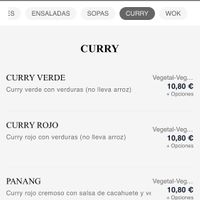 Menu - curry at Banna in Barcelona