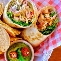 Spicy chickpea burrito  at Hyde Park Hotel in North Perth