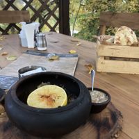 Vegan tolma and bread  at Kchuch Restaurant in Dilijan