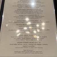 Vegan menu  at Stoked Pizza Co in Cambridge