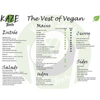 Vegan menu page 1 at Kaze Bento in Mount Lawley