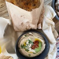 Hummus bar with frena bread at Bar Maroc in Tel Aviv