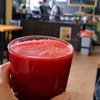 Raw beetroot, pear, ginger and lemon juice - part of lunch combo at Wavegan in Gdansk