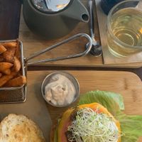 NEW H&S burger - Mushroom and Blackbean patty with Vegan cheese  at Heart and Soul Organic Chai Cafe in Cronulla