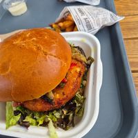 Green burger without cheese at Snack Du Jas in Sainte-croix-du-verdon