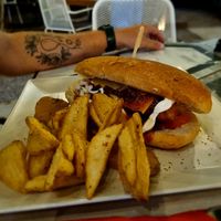 Vegan beyond meat hot dog at Libre Garden in Pefkochori