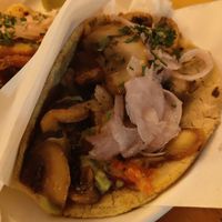 Daily special mushroom tacos at Taqueria Muchachos in Rhodes