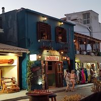 The taqueria at Taqueria Muchachos in Rhodes