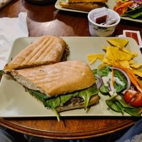 Vegan haggis on ciabatta at Curran Geal in Edinburgh