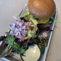 Black-eyed pea burger   at Brick City Vegan in Newark