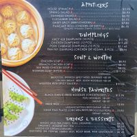 Menu at O Dumpling Bar in Anaheim