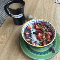 açai bowl + coffee  at Pure and Simple Cafe in Greencastle