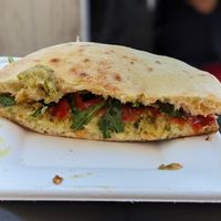 Puccia with Fava bean spread and vegetables at La Lira Focacceria in Alberobello