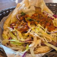 Veganer Döner mit Seitanvleisch und scharfer Soße at Kebo Döner in Hamburg